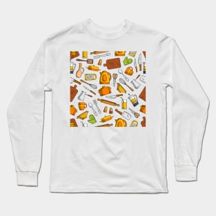 Cute Chef Kitchen Essentials Pattern Long Sleeve T-Shirt